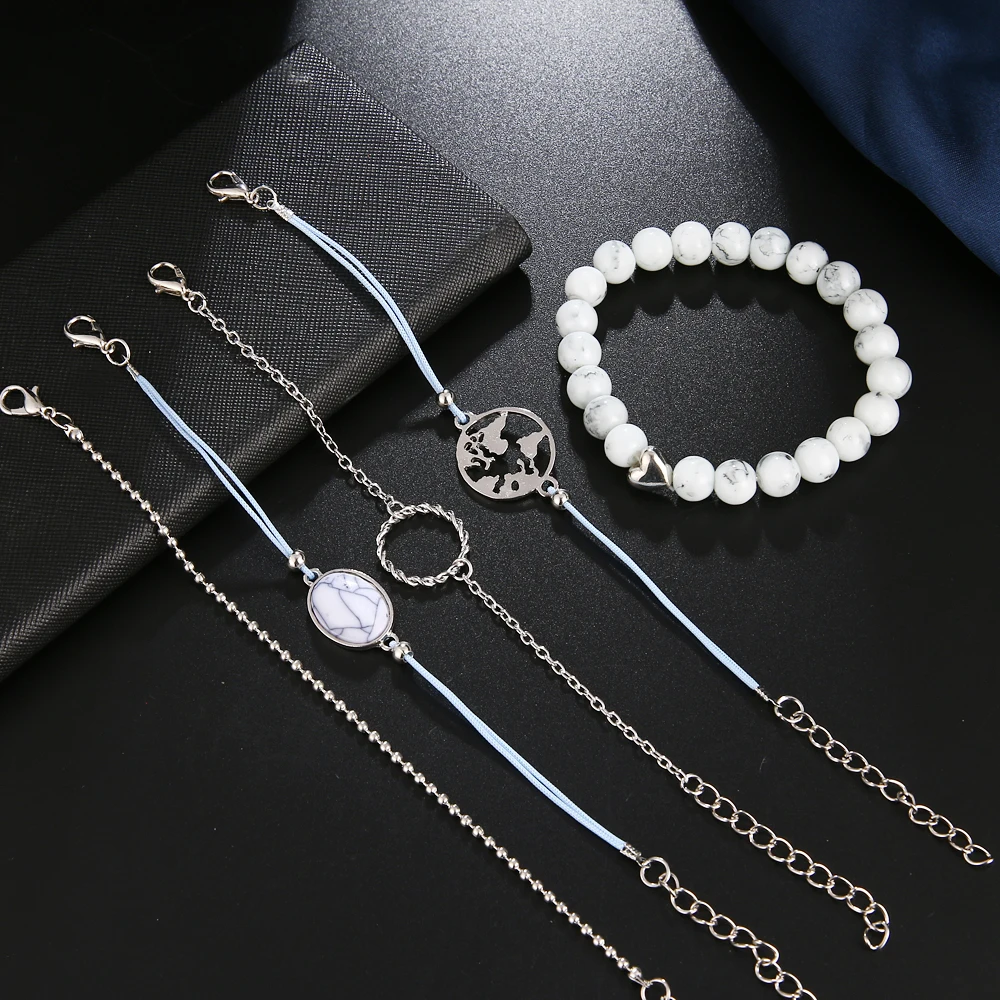 VKME модный посеребренный браслет с бусинами Дамский новый в богемном стиле