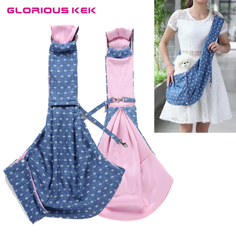 Двусторонняя сумка слинг для собак и кошек/маленьких регулируемая джинсовая