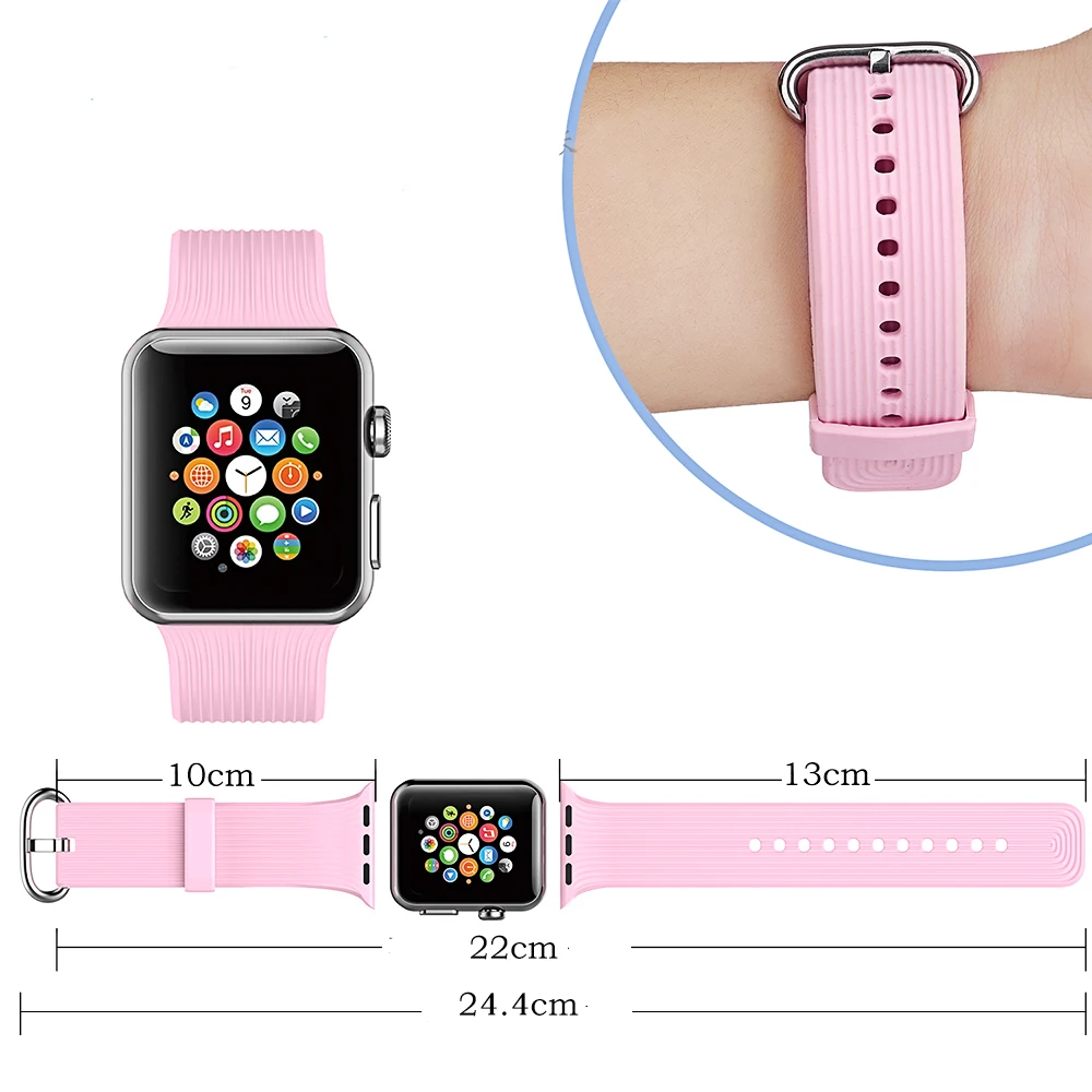 VIZCANNOE Новый кремния классический пряжки спортивные полосы для Apple Watch Series замена