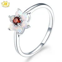 hutang gemstone jewelry opal natural garnet solid 925 sterling silver ring engagement fine fashion stone jewelry for women gift