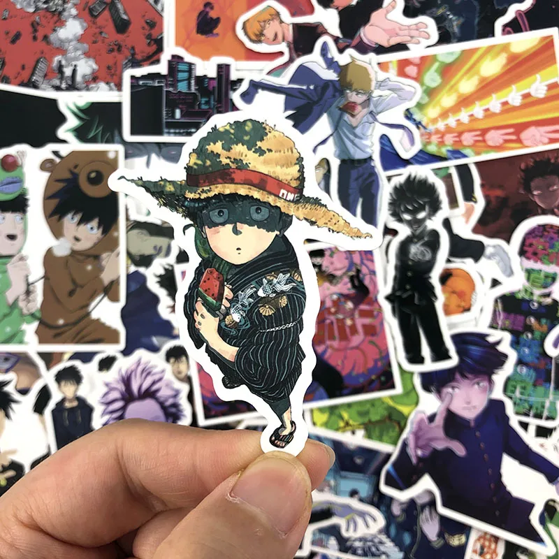 50 шт./упак. Mobu Сайко Hyaku граффити наклейки Mob Psycho»(«милый чудак» 100 для Чемодан наклейки для скейтборда для ноутбуков мото велосипеда гитары холодильник
