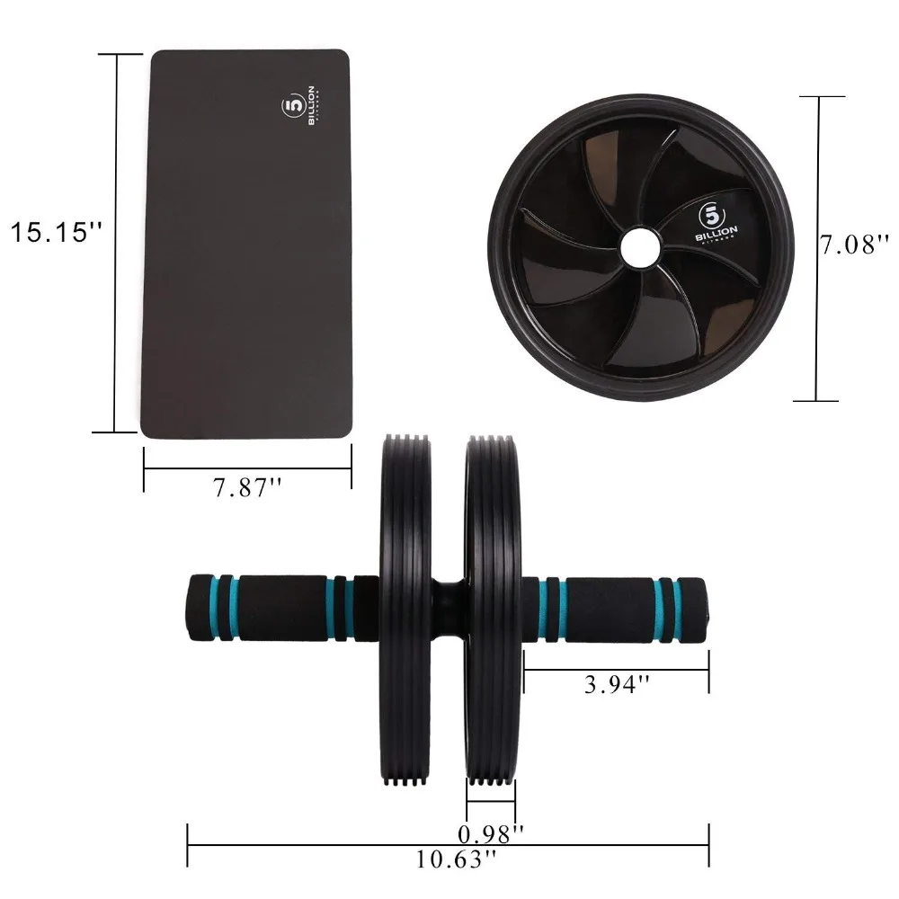 Двойное Ab роликовое колесо для упражнений с пенопластовыми ручками Abs упражнение