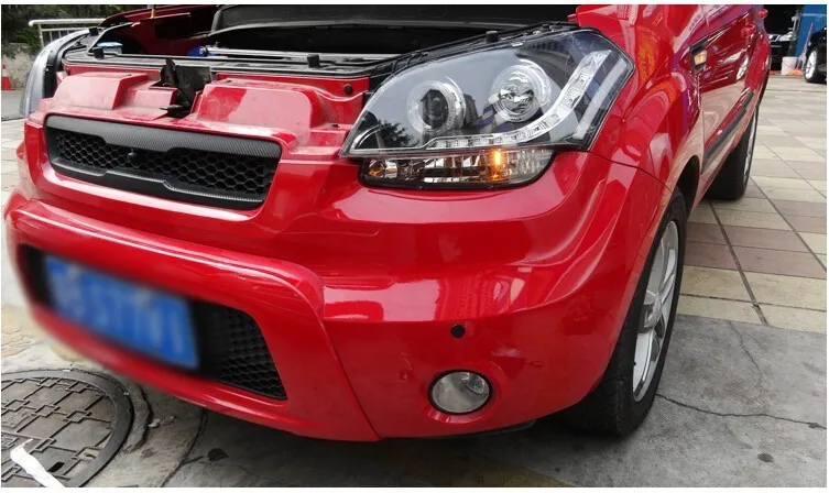 Автомобильный стиль для KIA SOUL фары 2009-2013 SOUL светодиодный фонарь для автомобиля angel eye светодиодный drl H7 hid Биксеноновые линзы ближнего света фара