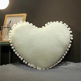 Green heart Снежные шары, натуральные плюшевые подушки, яркие цвета, облако, корона, луна, звезда, в форме сердца, подушка, декор для детской кроватки, фланелевое одеяло, постельные принадлежности - Цвет: Green heart