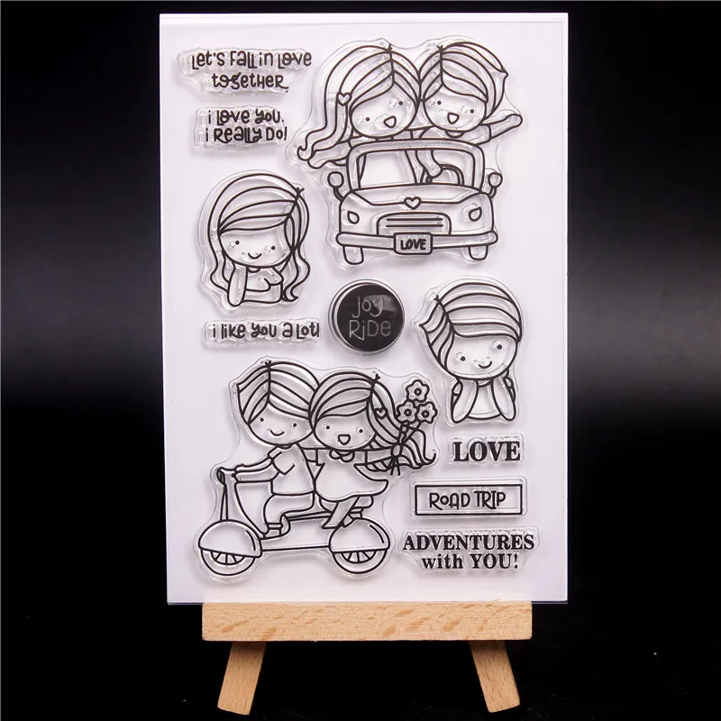 Lovers drive Clarity Transparent Clear Silicone Stamps for DIY Scrapbooking Card Making diy photo Roller album Decorative