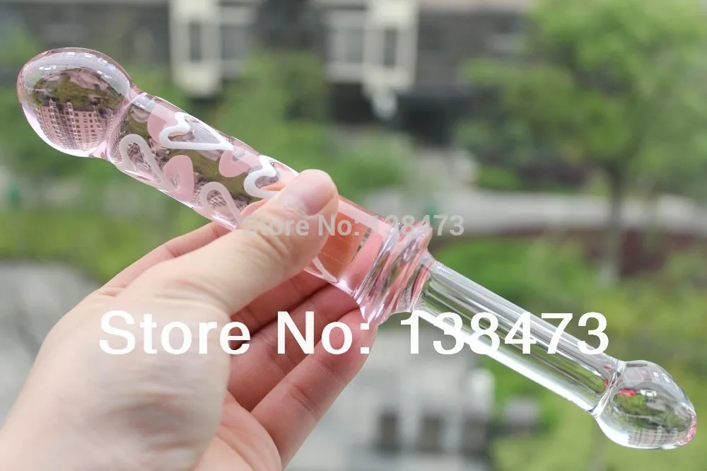 Очень длинные большие розовые резные стеклянные фаллоимитаторы с кристаллами