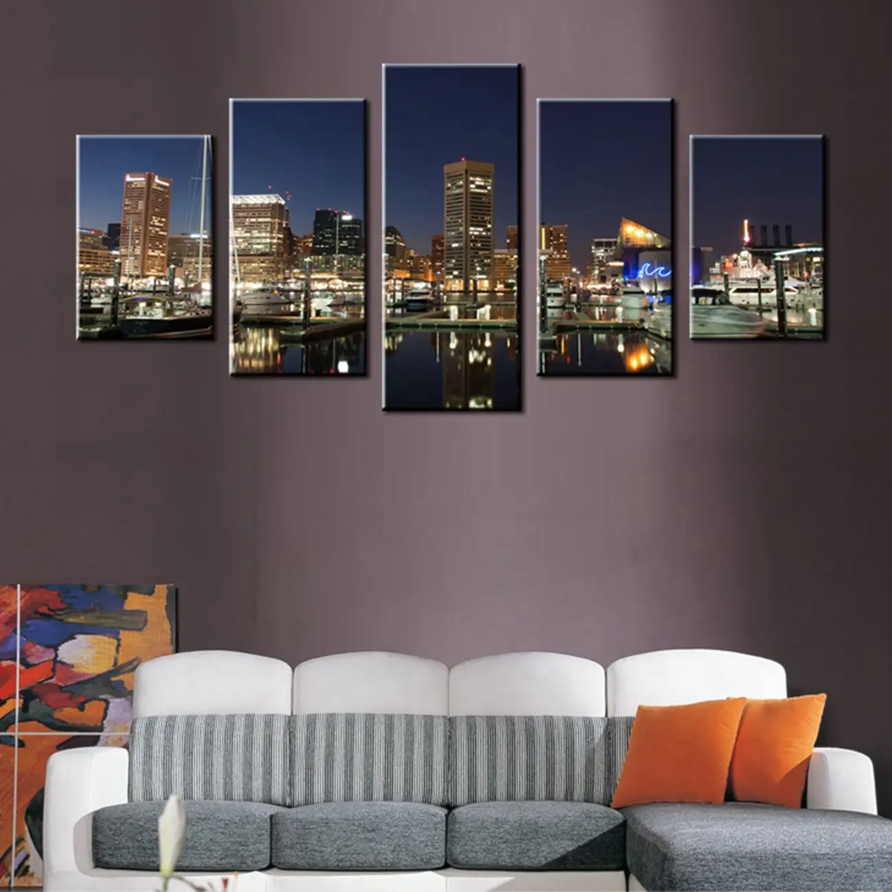 Настенный декор холст печать Нью Йорк Манхэттен Ночной пейзаж городской