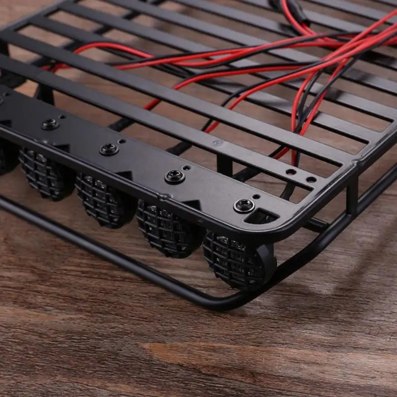 Металлический багажник на крышу для Jeep 1/10 RC Гусеничный автомобиль с многофункциональным 6LED светильник