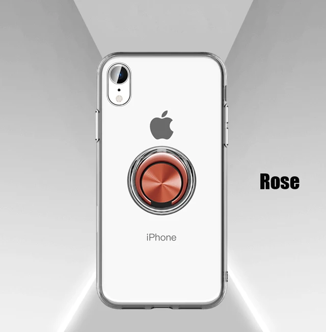 Rose Чехол для iPhone X, роскошная Прозрачная мягкая силиконовая защита из ТПУ, кольцо для iPhone 11 Pro Max, чехол XR XS 6 6S 7 8 Plus, чехол - Цвет: Rose