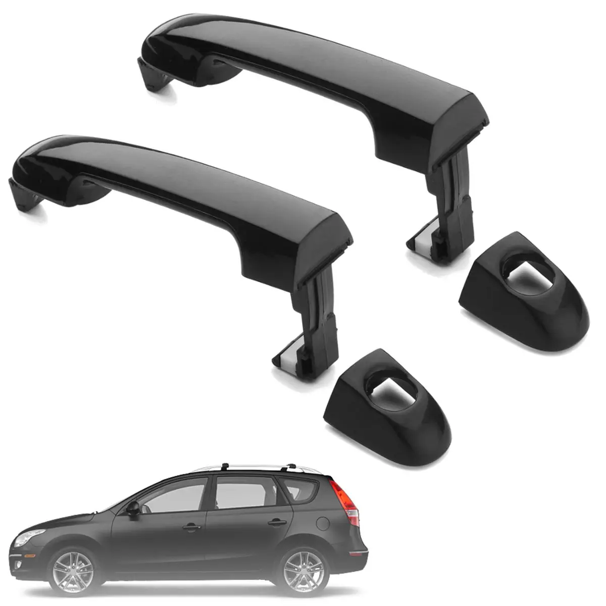 Для hyundai Elantra 2007 2008 2009 2010 2011 2012 4 наборы для ухода за кожей черный спереди и сзади, наружные двери с жалюзийными решётками ручка крышки отделка