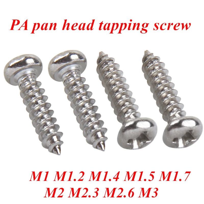 1000 шт. саморезы PA M1 M1.2 M1.4 M1.5 M1.7 M2 M2.3 M2.6 M3 маленькие Phillips Pan Head винты для ноутбука
