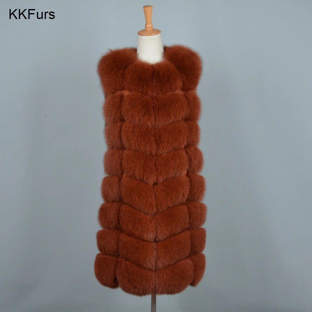 JKKFURS, Новое поступление, женские жилеты из натурального Лисьего меха, женские модные жилеты, высокое качество, Толстая теплая зимняя шуба S7251
