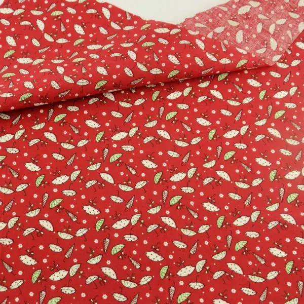 Cotton Patchwork Fabrics Crafts Dolls Textile Sewing Cloth Dark Red Color Cartoon Umbrella Style Fat Quarter Telas Tecido Tilda