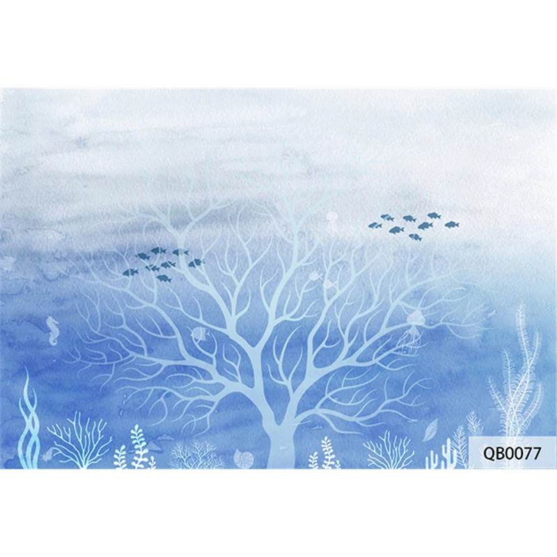 Custom DIY Fabric &amp Textile Wallcoverings For Walls Cloth Murals Velvet cotton and linen Living Room Fish Underwater World |
