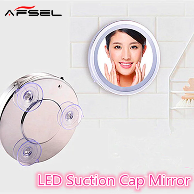Afsel 6 дюймов 5X LED присоски зеркало Макияж одной стороны косметическое с подсветкой