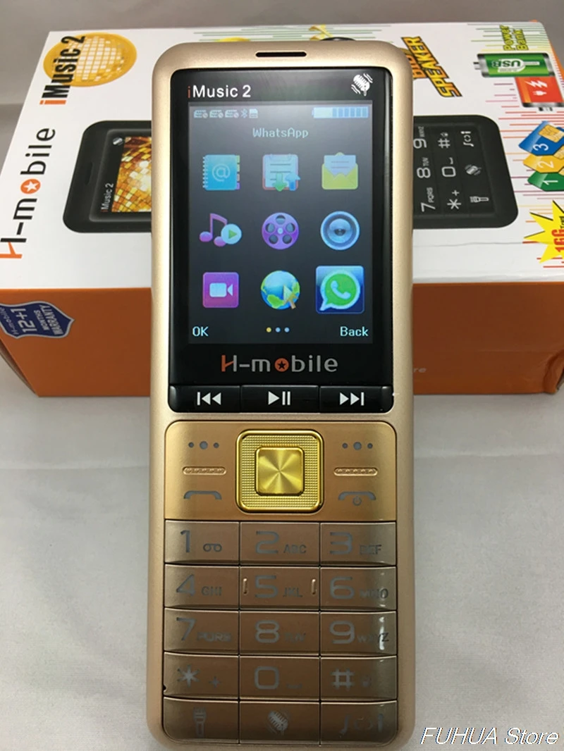 Супер громкий музыкальный телефон H-Mobile IMusic 2 двойной большой динамик большой аккумулятор банк питания трио сим трио резервный экран мобильного телефона