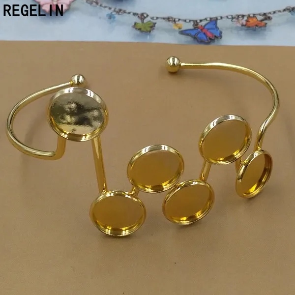 REGELIN, винтажный Открытый Браслет-манжета, браслет, пустая основа, ободок для 12 мм, кабошон, камея, сделай сам, браслет, ювелирное изделие