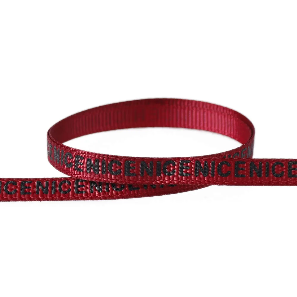 L 7mm 10 yards 7/10 мм 10 ярдов винт полиэфирной нити письмо красивым принтом Grosgrain вечерние Свадебные украшения подарок с бантом ленты для поделок карточная игра подарки - Цвет: L 7mm 10 yards