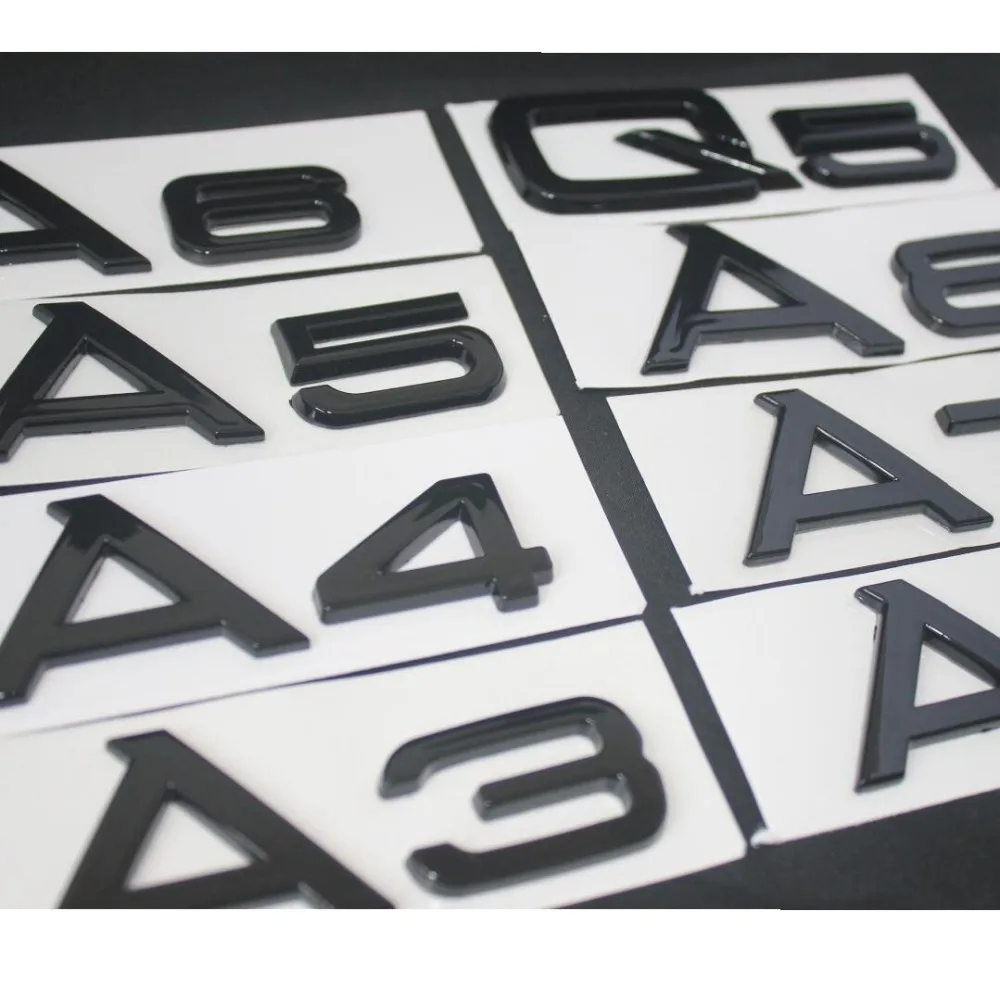Глянцевый глянцевый черный задний багажник буквы эмблема Эмблема для Audi A3 A4 A5 A6 A7