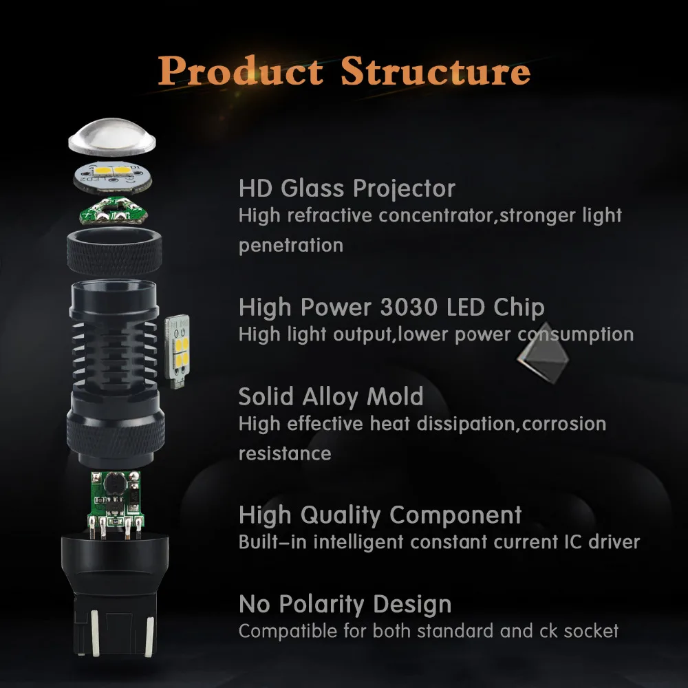 2 шт. T20 светодиодный W21/5 Вт 7443 14 SMD Автомобильные стоп-сигналы 21/5 Вт DRL вождения автомобиля лампа стоп лампы поворотники красный, белый янтарь DC 12V