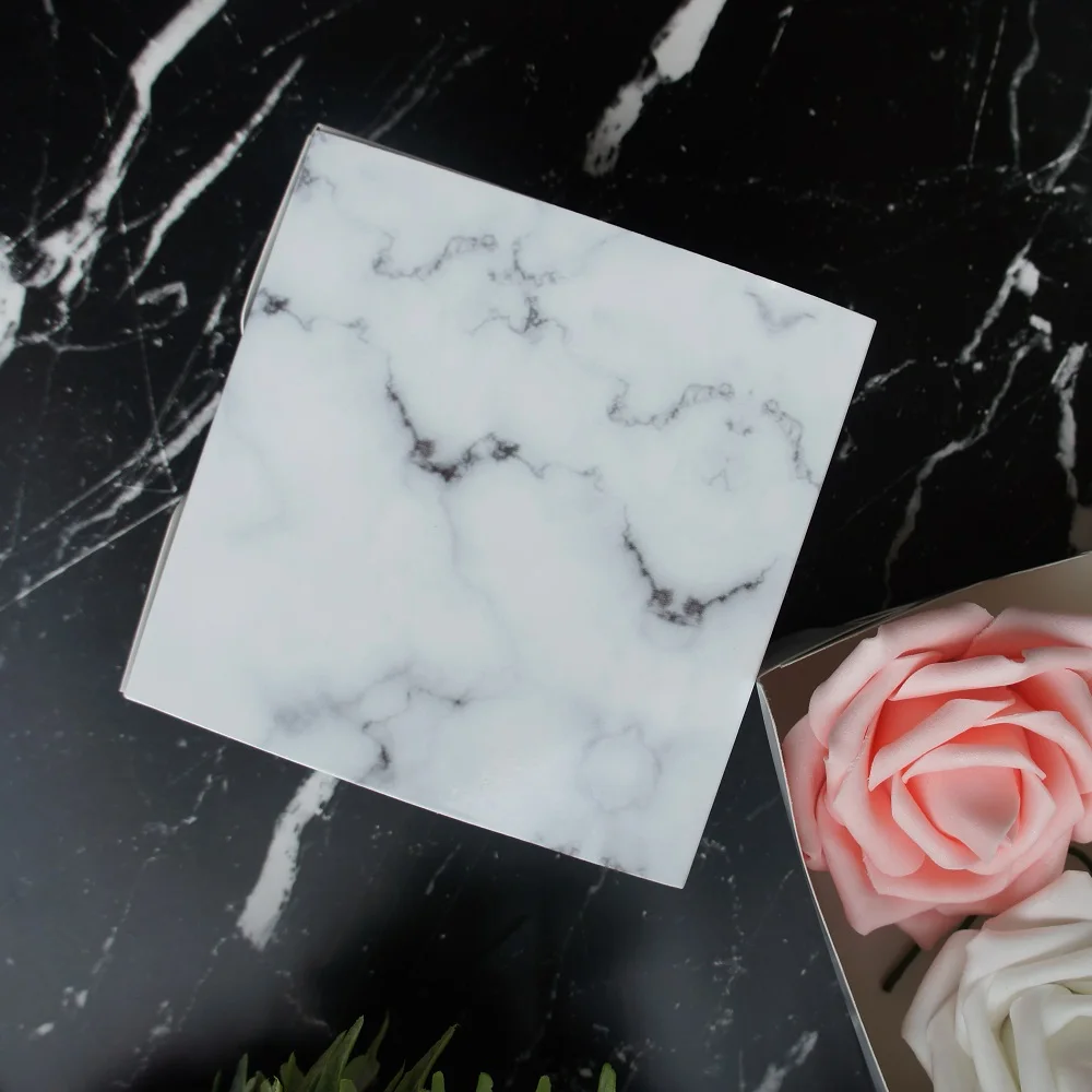 

13.5*13.5*4cm 10pcs elegant marble design Paper Box as Cookie Storage Boxes gift Packaging Wedding Christmas party Use