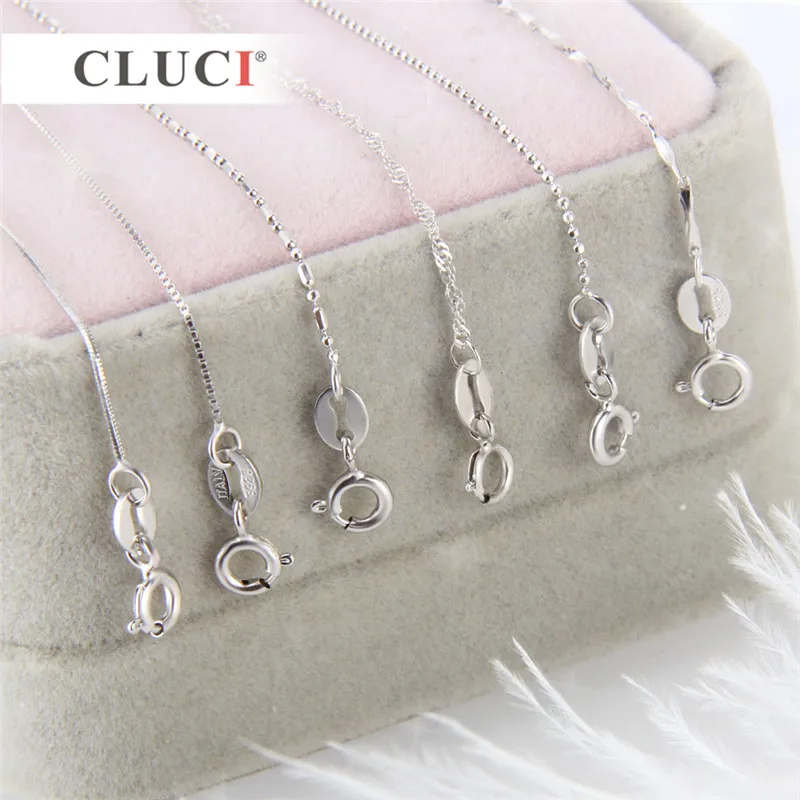 CLUCI Настоящее серебро 925 проба цепочка для ожерелья Изготовление ювелирных изделий из драгоценных камней женские ожерелья аксессуары Регулируемая цепочка серебро 925