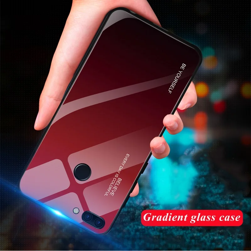 Градиентный чехол из закаленного стекла для xiaomi 8 E A 2 1 lite MAX MIX 3 Aurora цветной стеклянный телефона Redmi NOTE 6 5 4 X