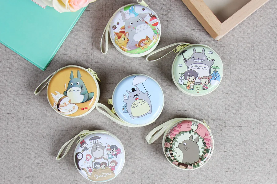Милый мультяшный Кошелек для монет, металлический чехол, Тоторо, дизайн для монет, ключей, наушников, мини-сумки для денег, карманный органайзер для монет