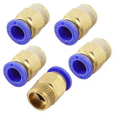 

5 Pcs Straight Connector Tube OD 2/5" x 3/8PT Thread Quick Push In Fitting