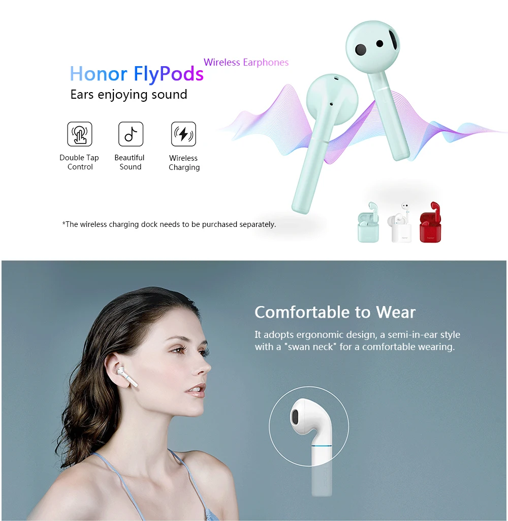 Беспроводные наушники Honor FlyPods Bluetooth 5 0 Hi-Fi с двойным сенсорным управлением