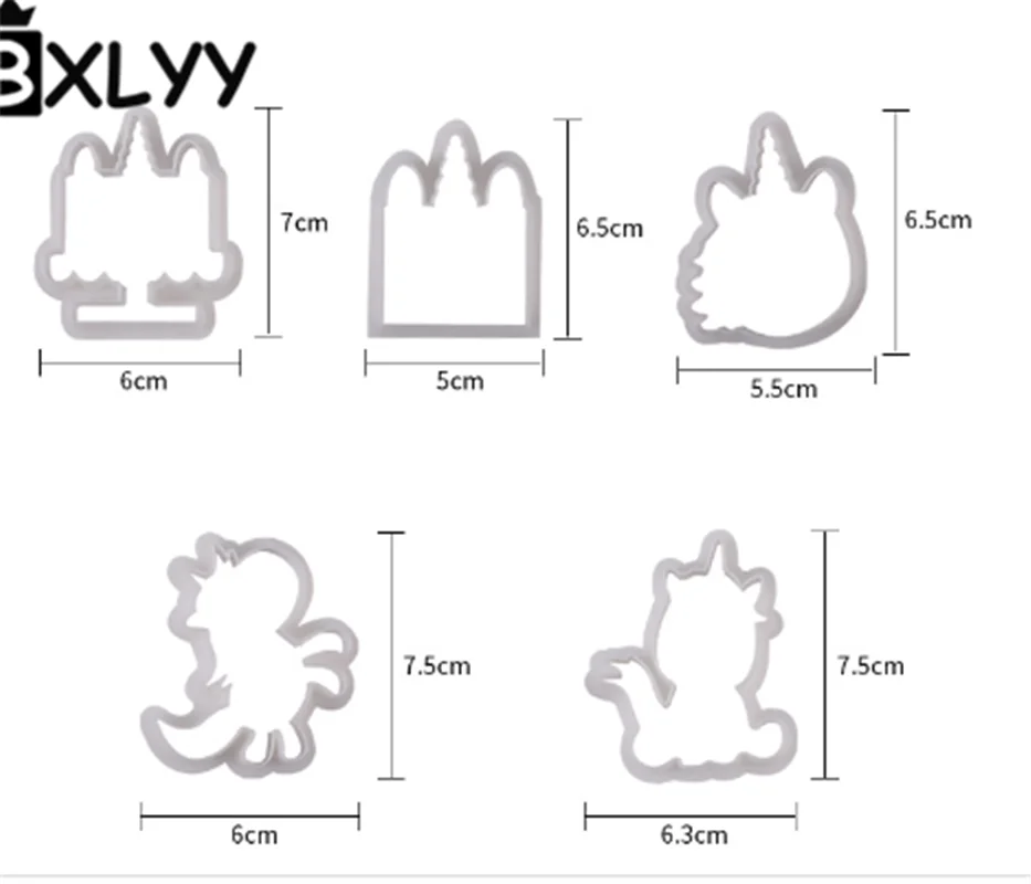 Белый BXLYY год 5 шт. Набор DIY украшения в виде единорога вечерние формы для печенья Аксессуары для выпечки рождественские принадлежности. 7z - Цвет: Белый
