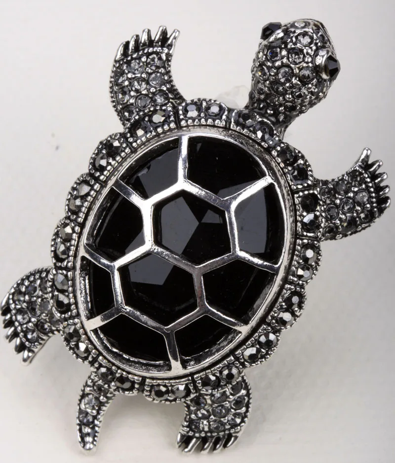 Большая Черепаха, растягивающееся кольцо, античное золото, серебро, цвет W, кристалл, шелковый шарф, ювелирные изделия, подарки для женщин, девочек,, Прямая поставка - Цвет основного камня: Серый