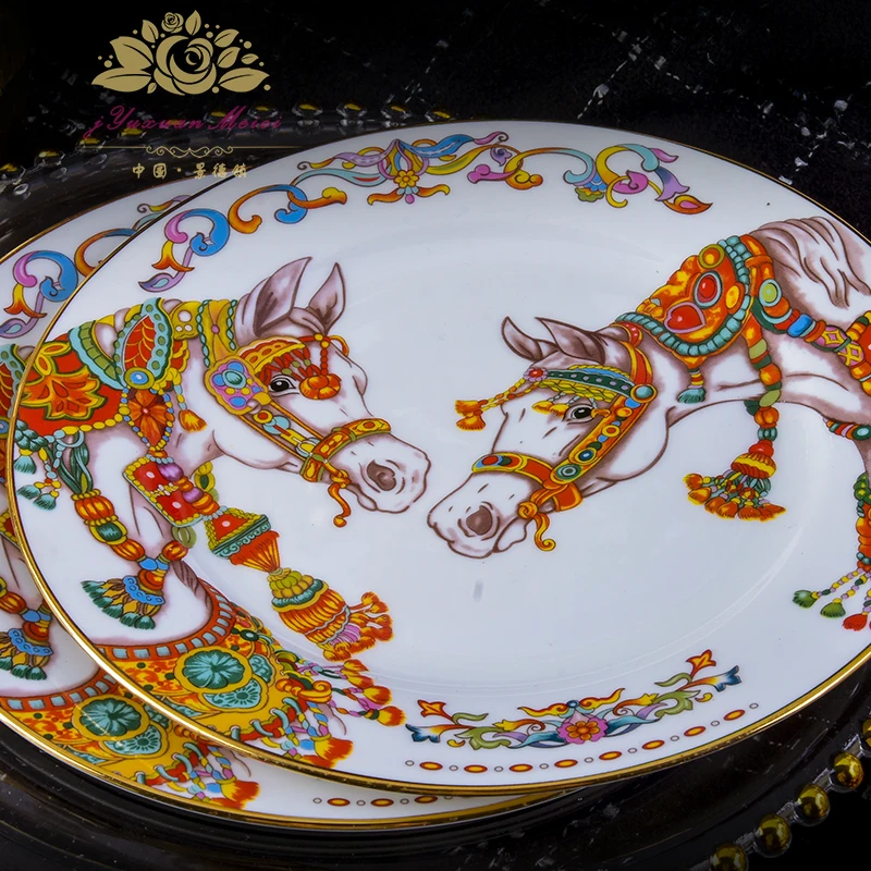 Guci European bone china tableware sets 80pieces high-end household bowls luxurious Phnom Penh Jingdezhen gift porcelain | Дом и сад