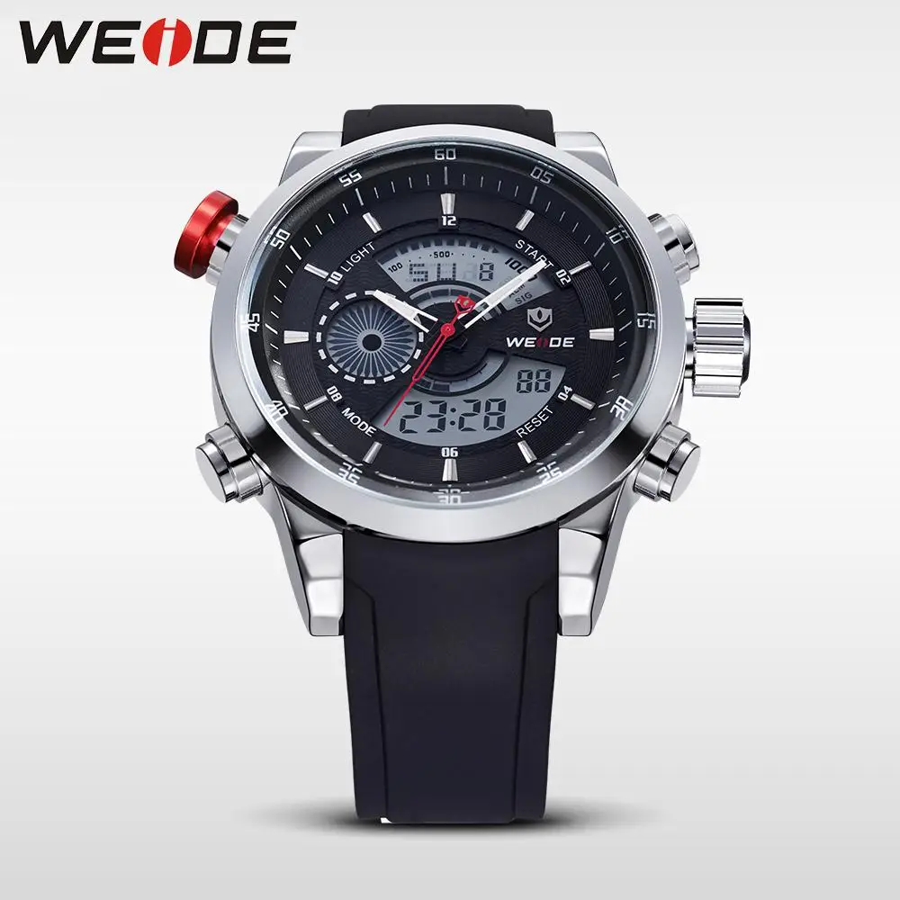 WEIDE мужские Аналоговые аналоговые цифровые часы с двойным временем PU ремешок