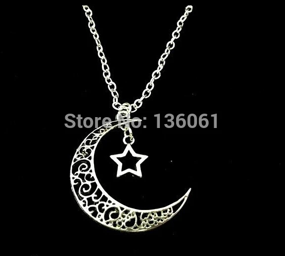 Винтажный серебряный полумесяц Луна и Звезда Эйфелева башня Клевер висячий