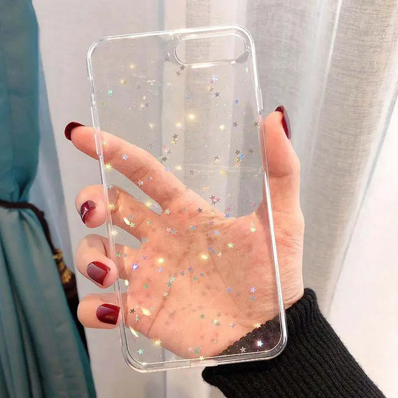 Блестящие блестящие мягкие чехлы из ТПУ для iPhone 11 XS Max 8 7 6 6S Plus мерцающий