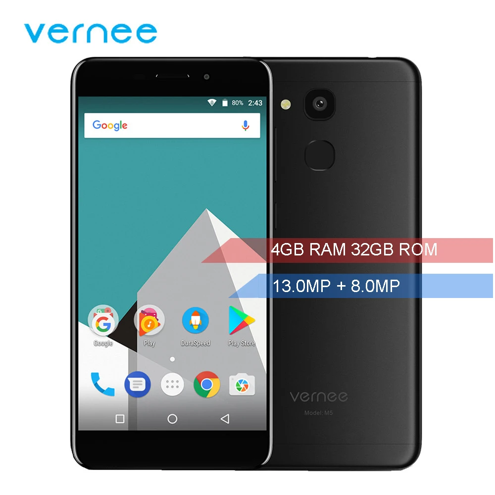 Vernee m5 4 г 5.2 &quotHD Android 7.0 ГБ Оперативная память 32 Встроенная Восьмиядерный mtk6750 13.0mp +