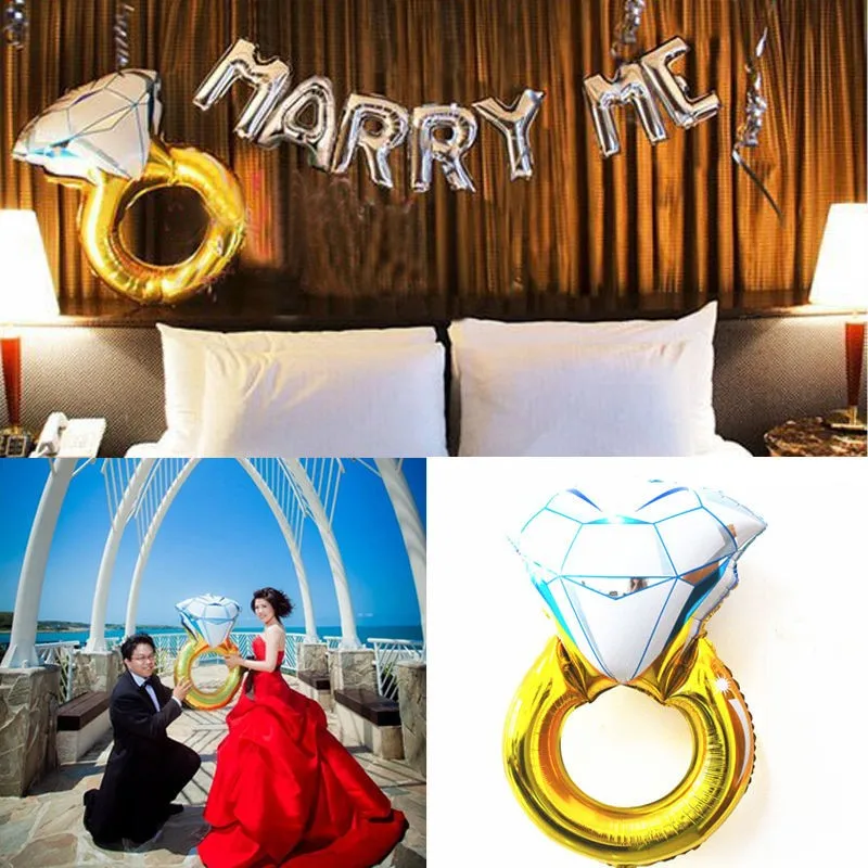 2 размера невесты АЛМАЗНОЕ КОЛЬЦО форма воздушный шар фольги Гелий помолвка