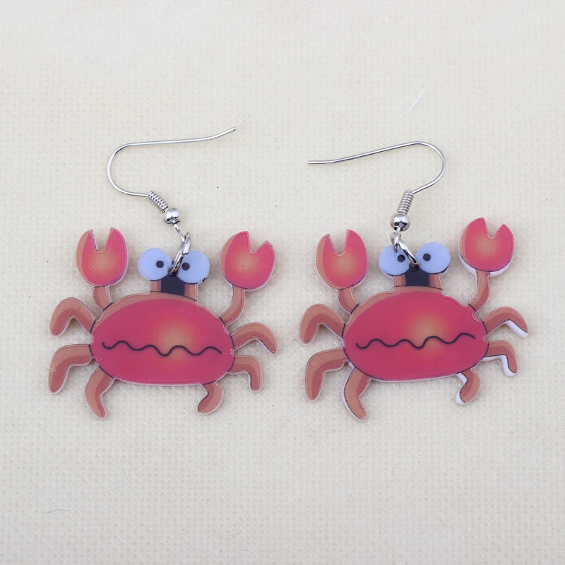 1 пара красный краб милые серьги с милым принтом акриловые Новый дизайн 2014