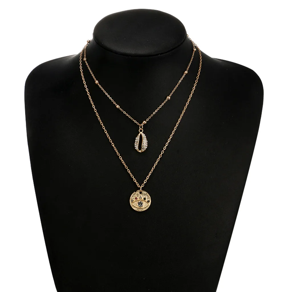 Цепочка Ожерелье Золотая Длинная цепочка колье с кулоном двойное ожерелье