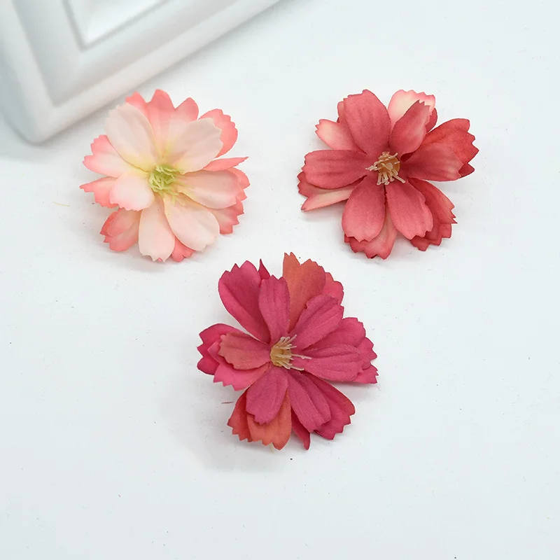 

20pcs Lovely MINI silk daisy Multicolor fake Flower Head scrapbook diy Christmas garland cheap artificial flowers for home decor