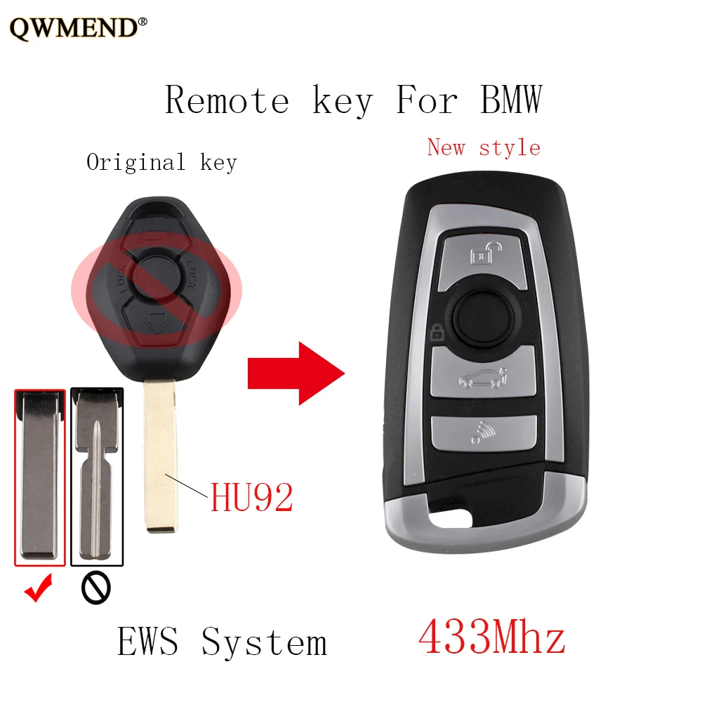QWMEND новый стиль 315/433 Мгц дистанционный Автомобильный ключ для BMW EWS System 325 330 318 525 530