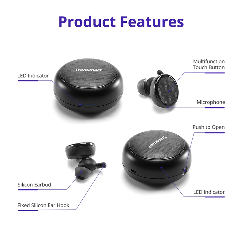 Tronsmart Encore Spunky Buds Bluetooth наушники настоящие беспроводные стерео наушники IPX5 водостойкие с микрофоном для телефонов