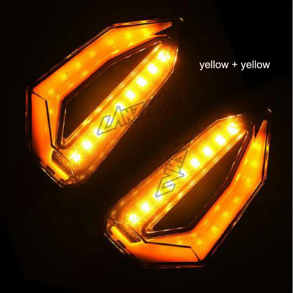 Yellow light Пара поворотников мотоцикла светодиодный фонарь передние задние фонари янтарный индикатор ходовая лампа дневного света для крейсер Yamaha Honda Kawasaki - Цвет: Yellow light