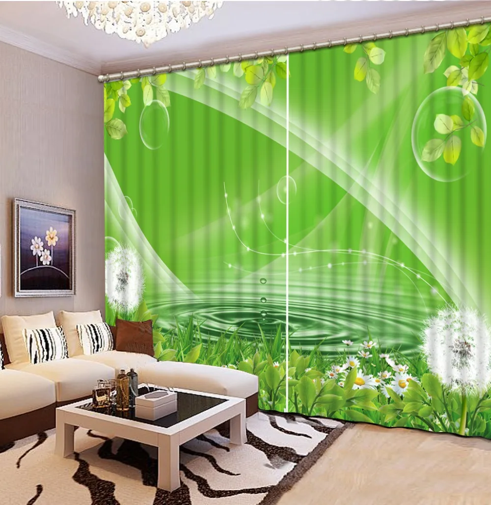 

Зеленые водные 3d-занавески, оконные занавески любого размера для детских комнат, гостиной, спальни, оформление гостиницы