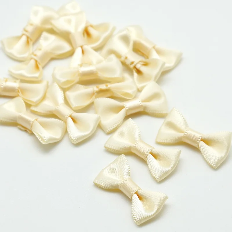 Ivory 100 шт. 3X1,5 см мини-бант из атласной ленты заколки для волос бант для шитья бант плитка скрапбукинг украшения DIY Швейные аксессуары - Цвет: Ivory
