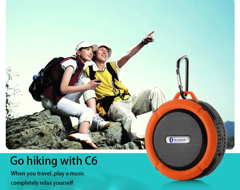 C6 Waterproof Outdoor Bluetooth Speaker TF Wireless Music Loudspeaker Portable Speakers Shower Bicycle For Bike/Bathroom | Электроника