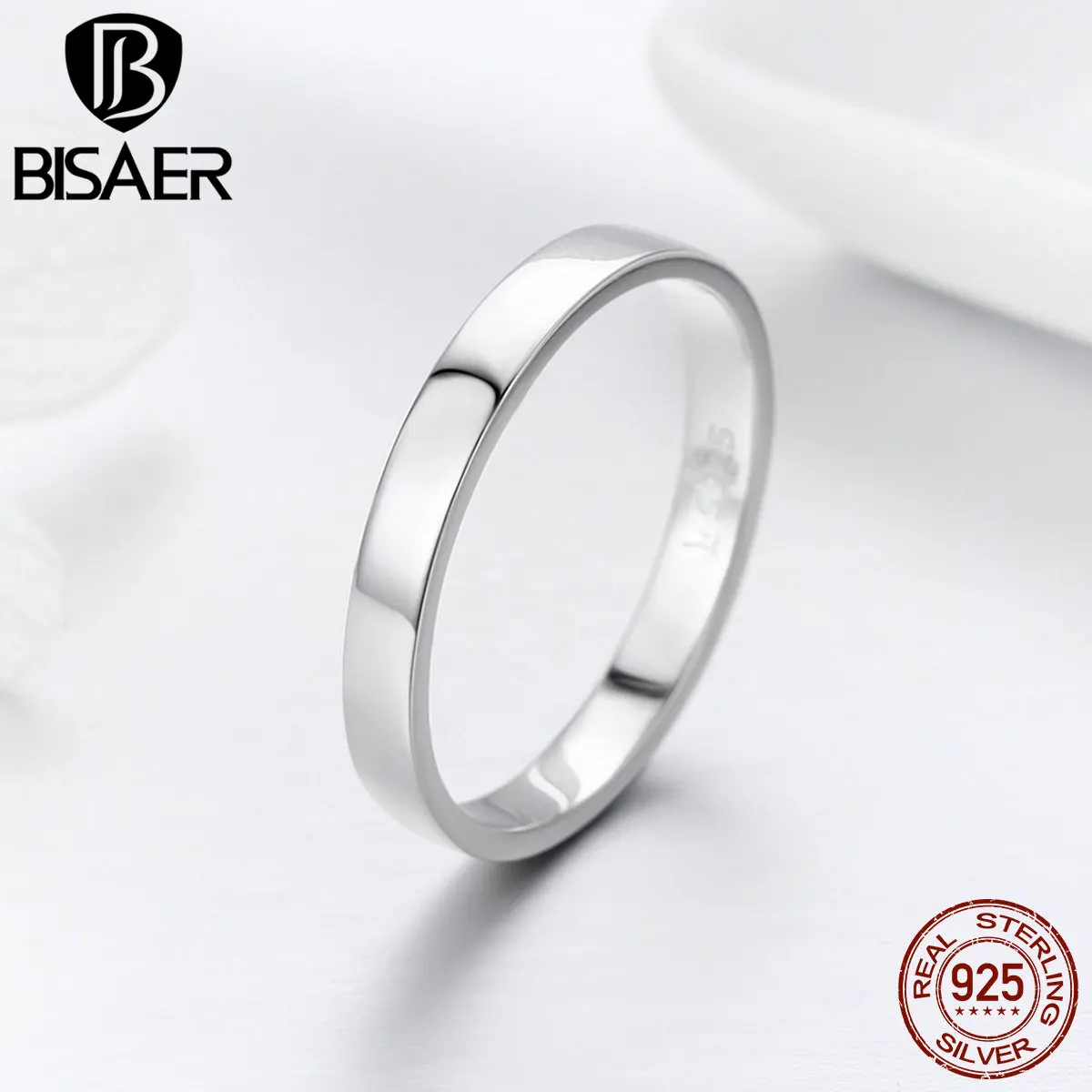 BISAER Серебро 925 пробы кольцо для помолвки кольцо Forever Love круг пара женские Кольца для Для женщин Свадебные украшения ECR343
