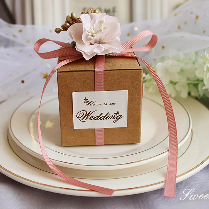 kraft paper Box 50 шт. креативная Подарочная коробка пластиковый матовый крафт-бумажный пакет коробки для шоколада Свадебная Упаковка для конфет вечерние поставки - Цвет: kraft paper Box