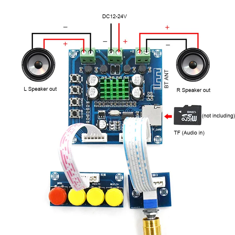 Bluetooth усилитель Moduel приемник 2x15 Вт стерео TF MP3 усилители плата 30 регулятор